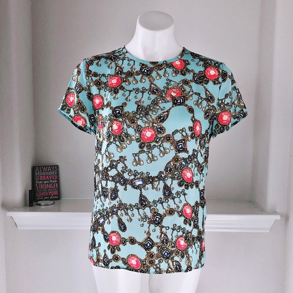 Banana Republic Top Jewel Print Blouse Size S - Picture 1 of 9